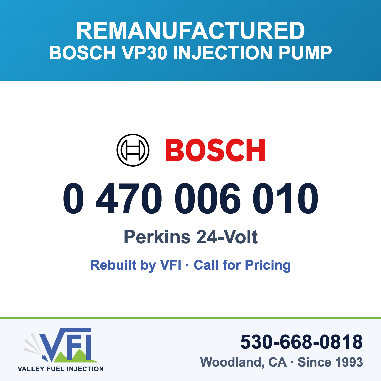 Rebuilt Bosch VP30 Injection Pump 0 470 006 010 card