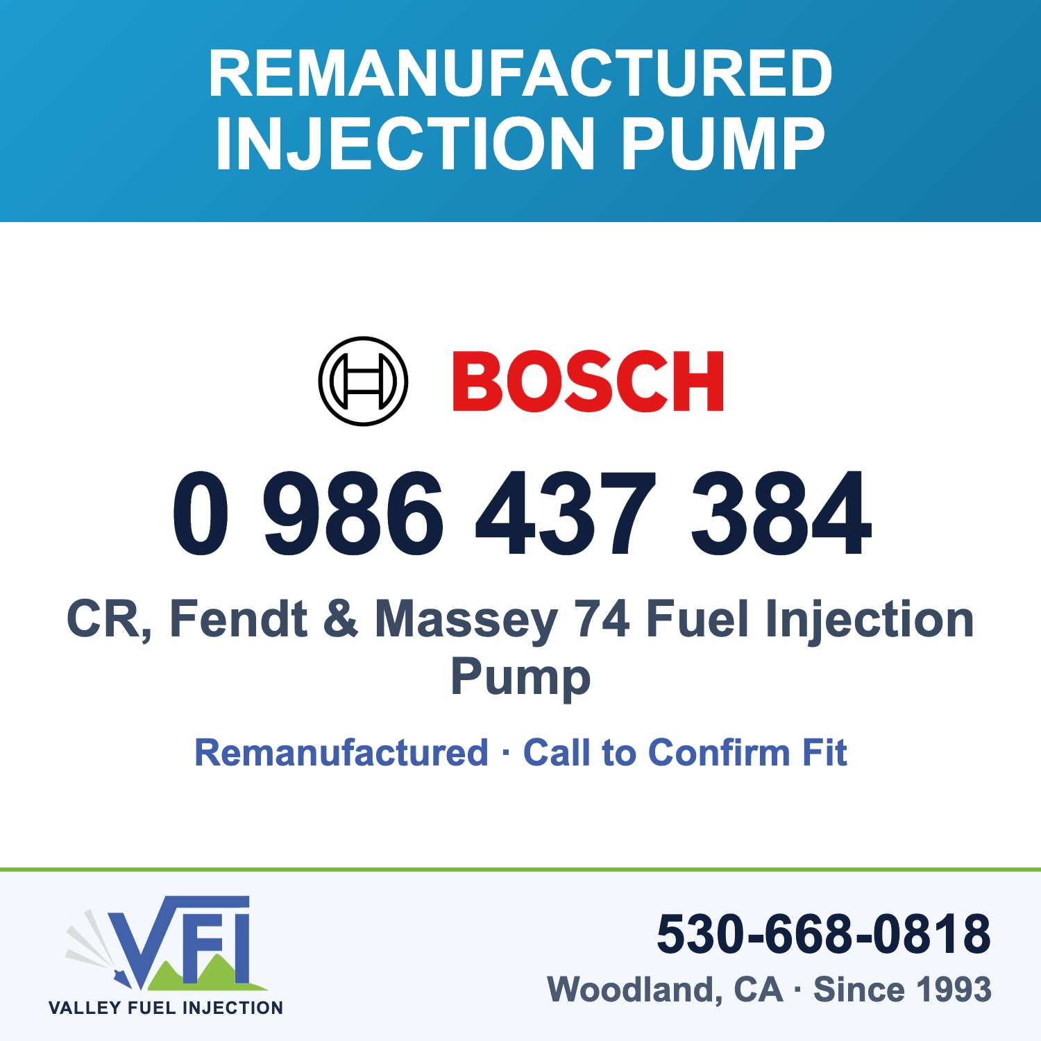 Bosch 0 986 437 384 CR, Fendt & Massey 74 Fuel Injection Pump