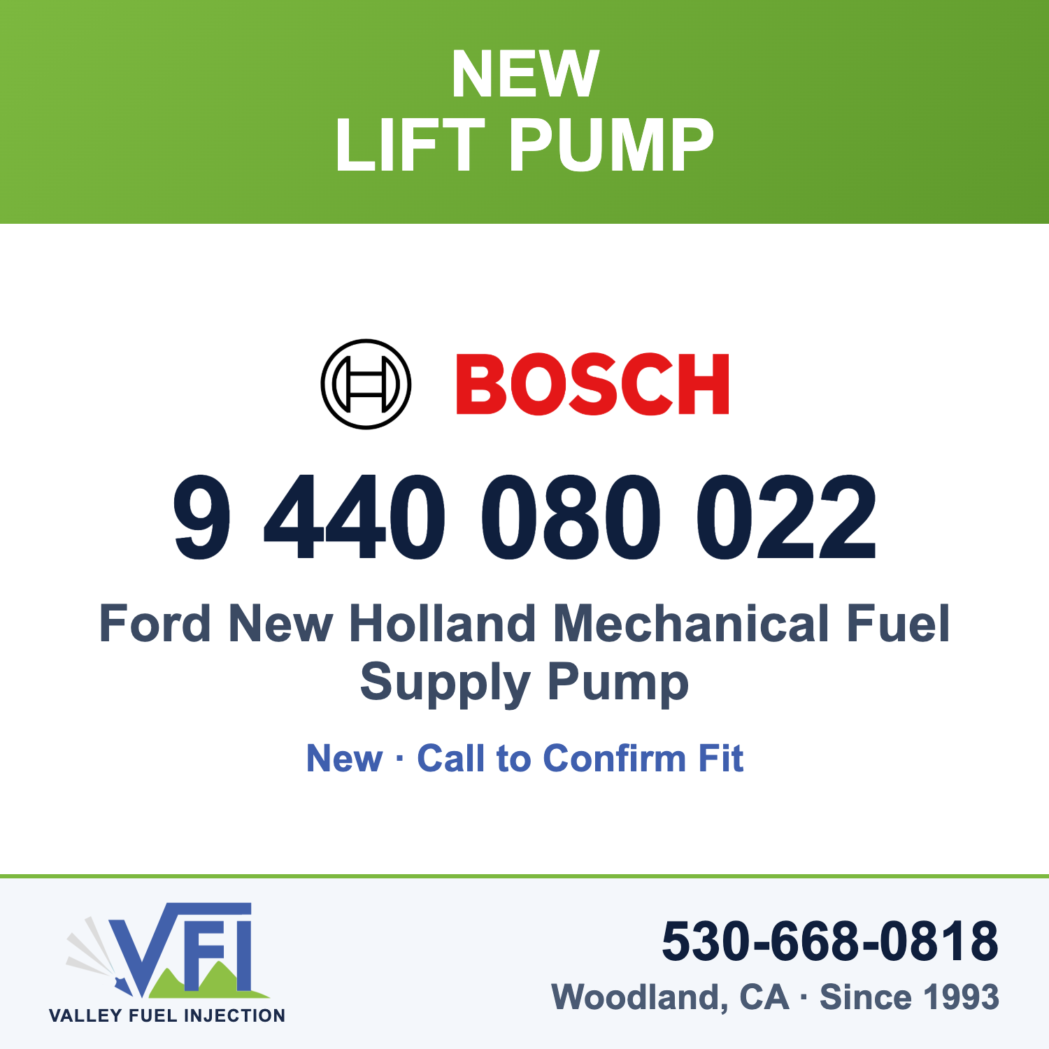 Bosch 9 440 080 022 Ford New Holland Mechanical Fuel Supply Pump