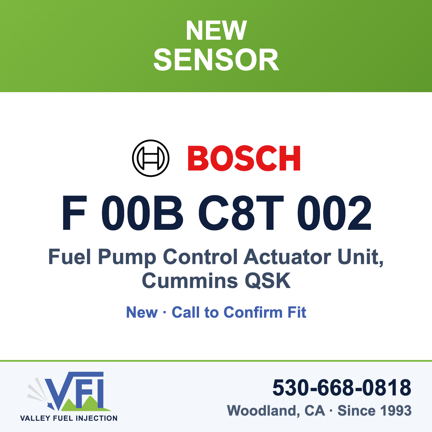 Bosch F 00B C8T 002 Fuel Pump Control Actuator Unit, Cummins QSK