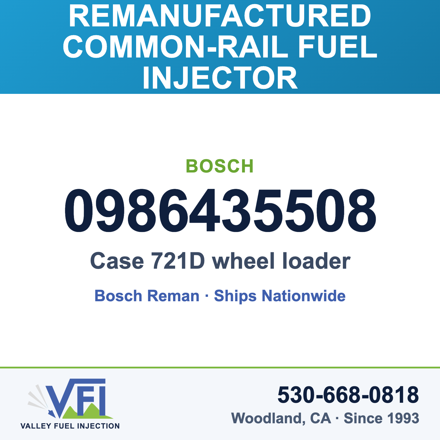 Bosch 0986435508 Common-Rail Fuel Injector for Case 721D wheel loader
