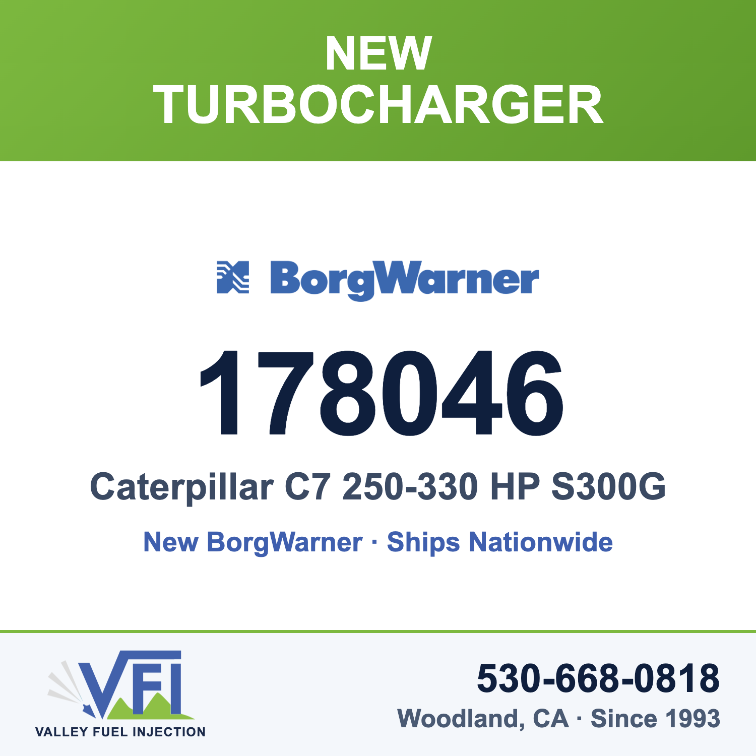 BorgWarner 178046 Turbocharger for Caterpillar C7 truck engine