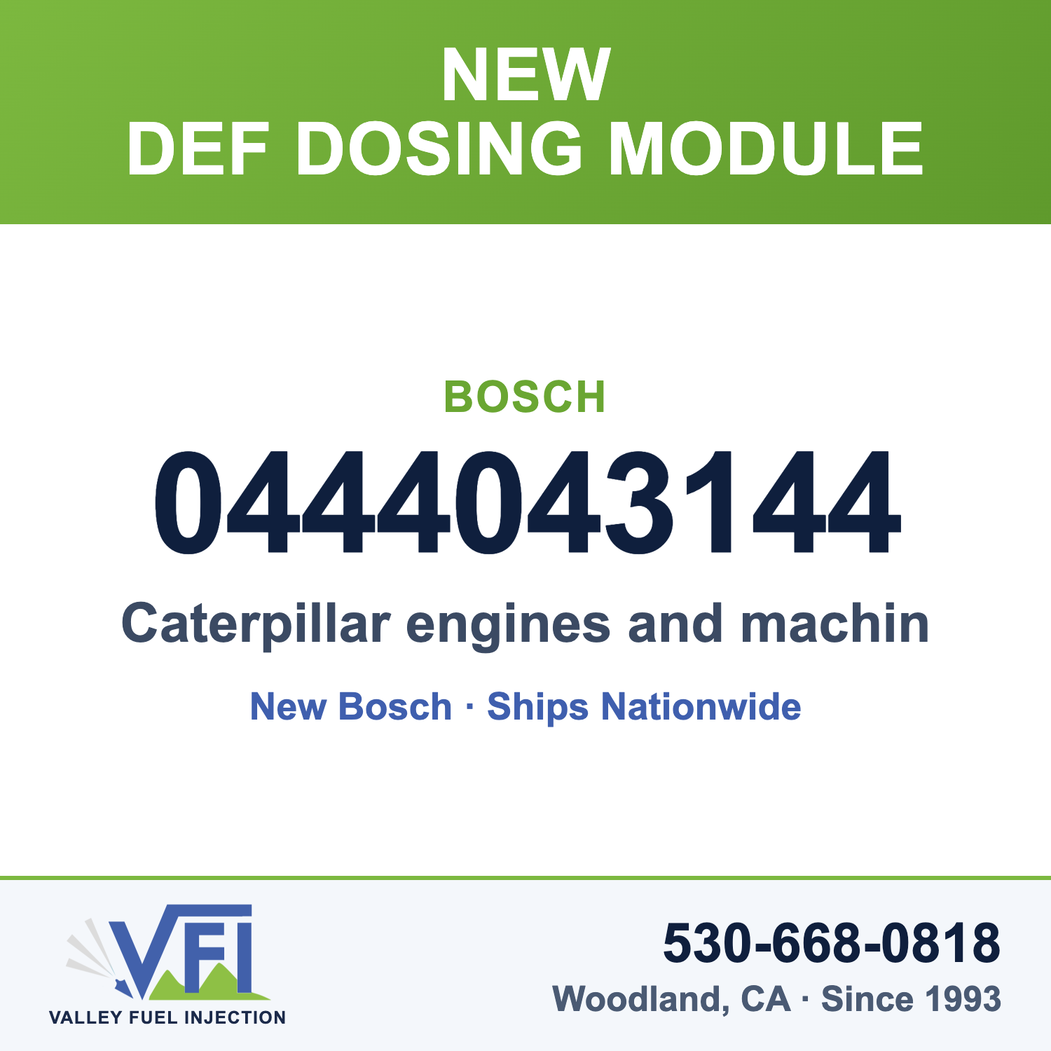 Bosch 0444043144 DEF Dosing Module for Caterpillar engines and machines with a Bosch DEF dosing system that use Cat 485-9752