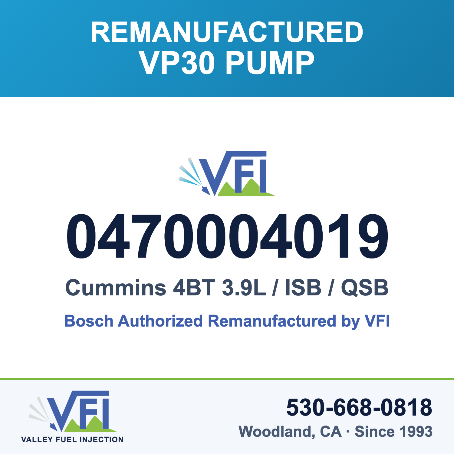 Cummins 4BT / ISB / QSB 24-volt Bosch VP30 injection pump — Valley Fuel Injection & Turbo