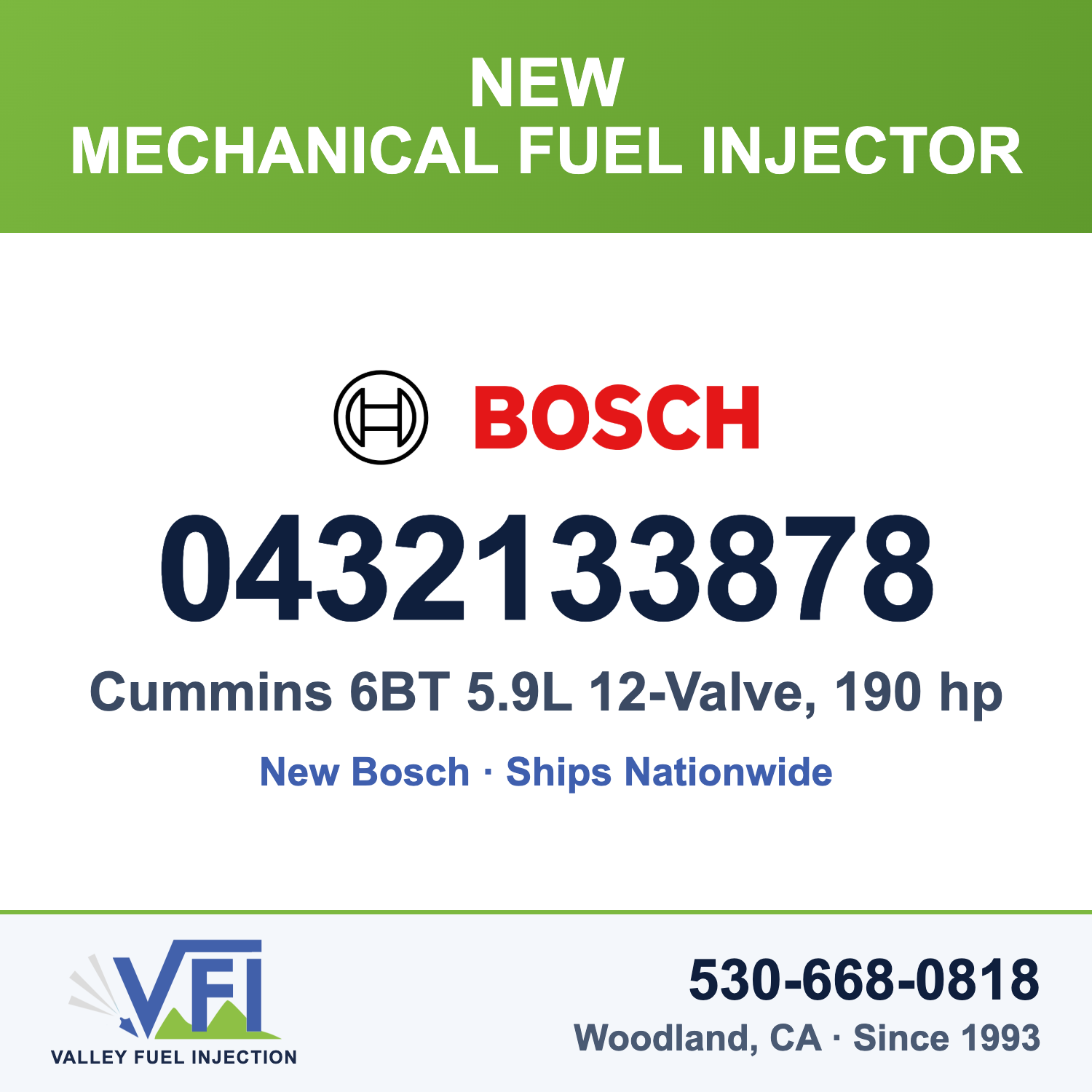 Bosch 0432133878 Mechanical Fuel Injector (Nozzle and Holder Assembly) for Cummins 6BT 5.9L
