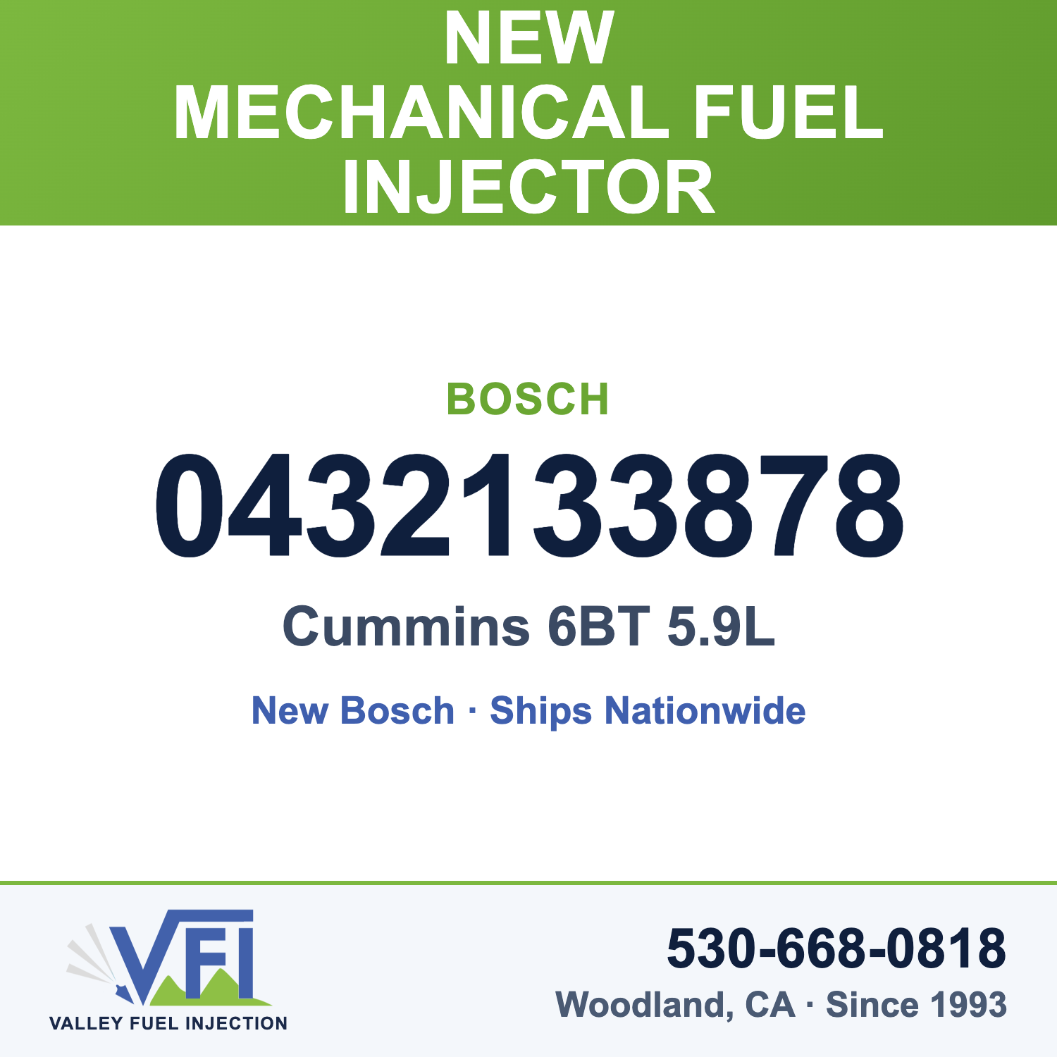 Bosch 0432133878 Mechanical Fuel Injector (Nozzle and Holder Assembly) for Cummins 6BT 5.9L