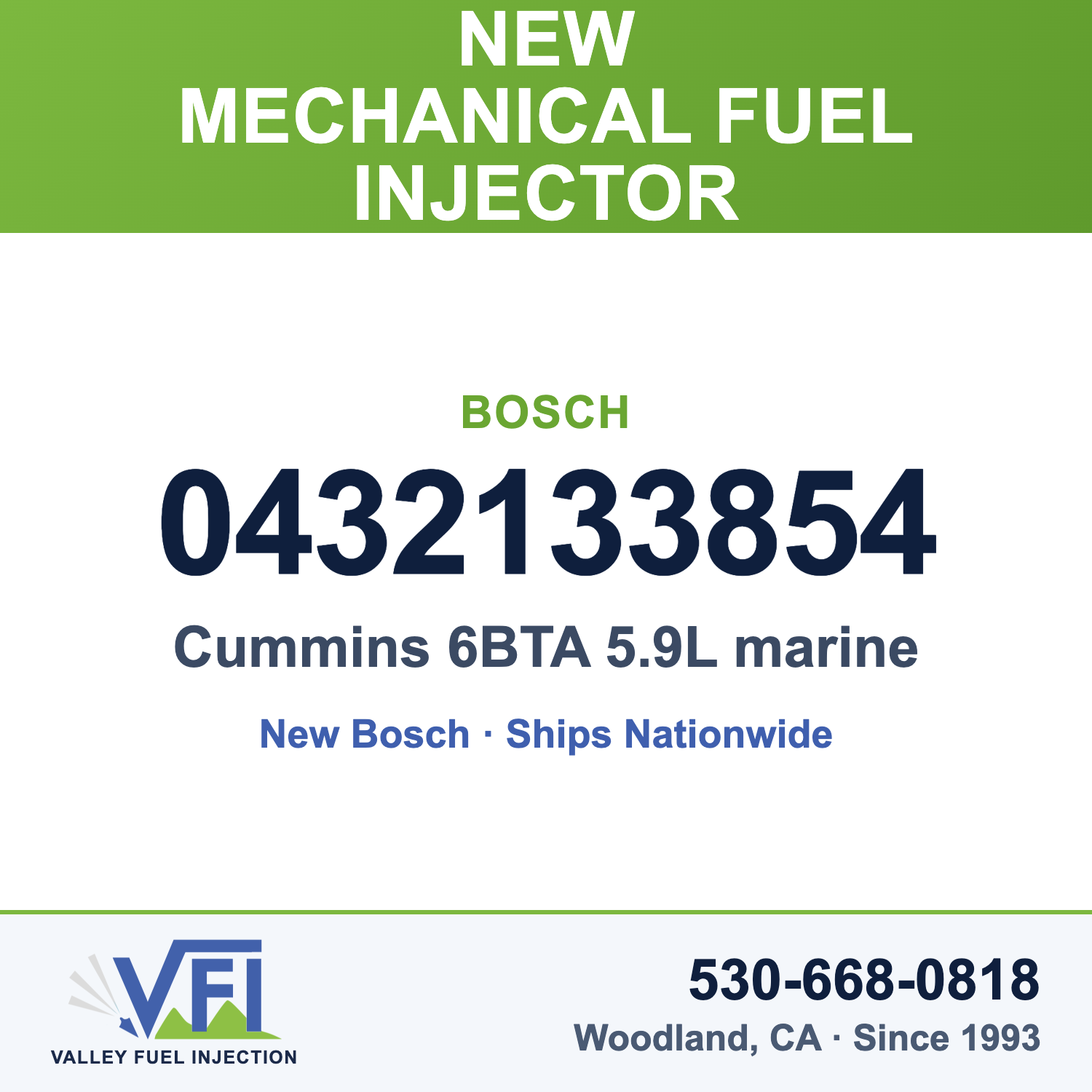 Bosch 0432133854 Mechanical Fuel Injector (Nozzle and Holder Assembly) for Cummins 6BTA 5.9L marine