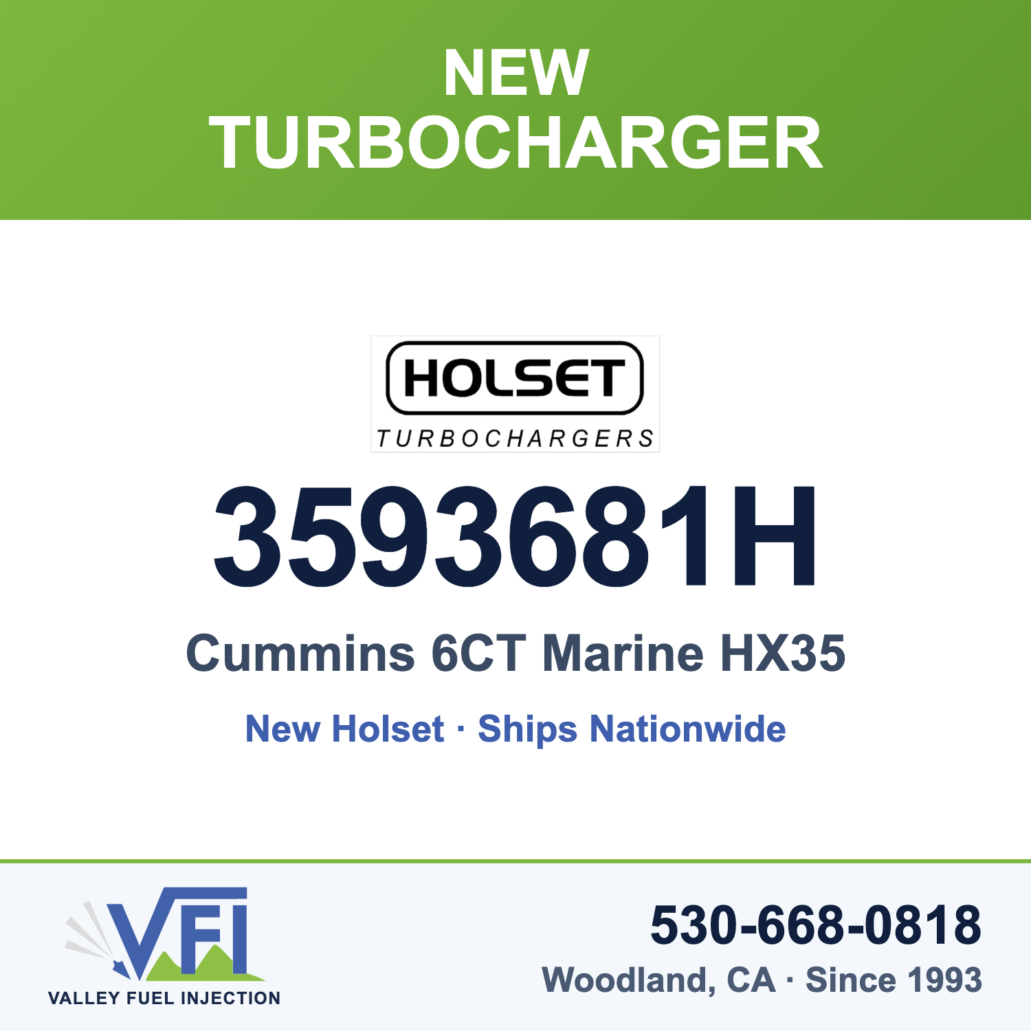 Holset 3593681H Turbocharger for Cummins 6CT marine engine with the Holset HX35 turbocharger