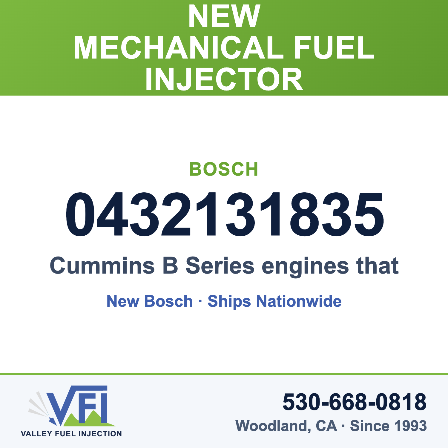 Bosch 0432131835 Mechanical Fuel Injector (Nozzle and Holder Assembly) for Cummins B Series engines that call for injector 39