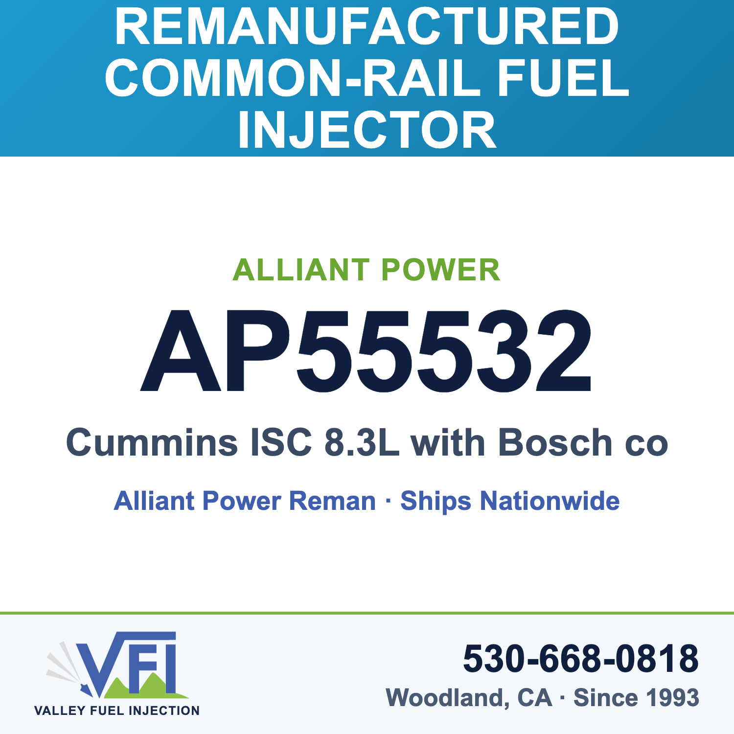 Alliant Power AP55532 Common-Rail Fuel Injector for Cummins ISC 8.3L with Bosch common rail