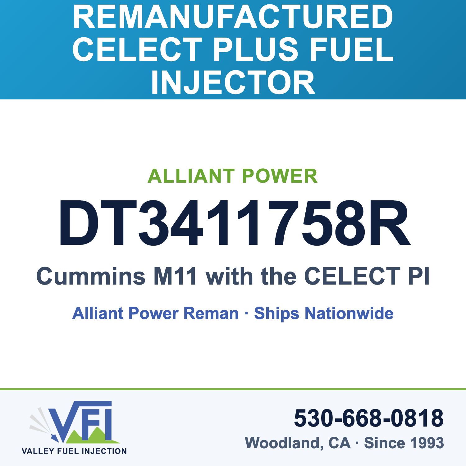 Alliant Power DT3411758R CELECT Plus Fuel Injector for Cummins M11 with the CELECT Plus fuel system