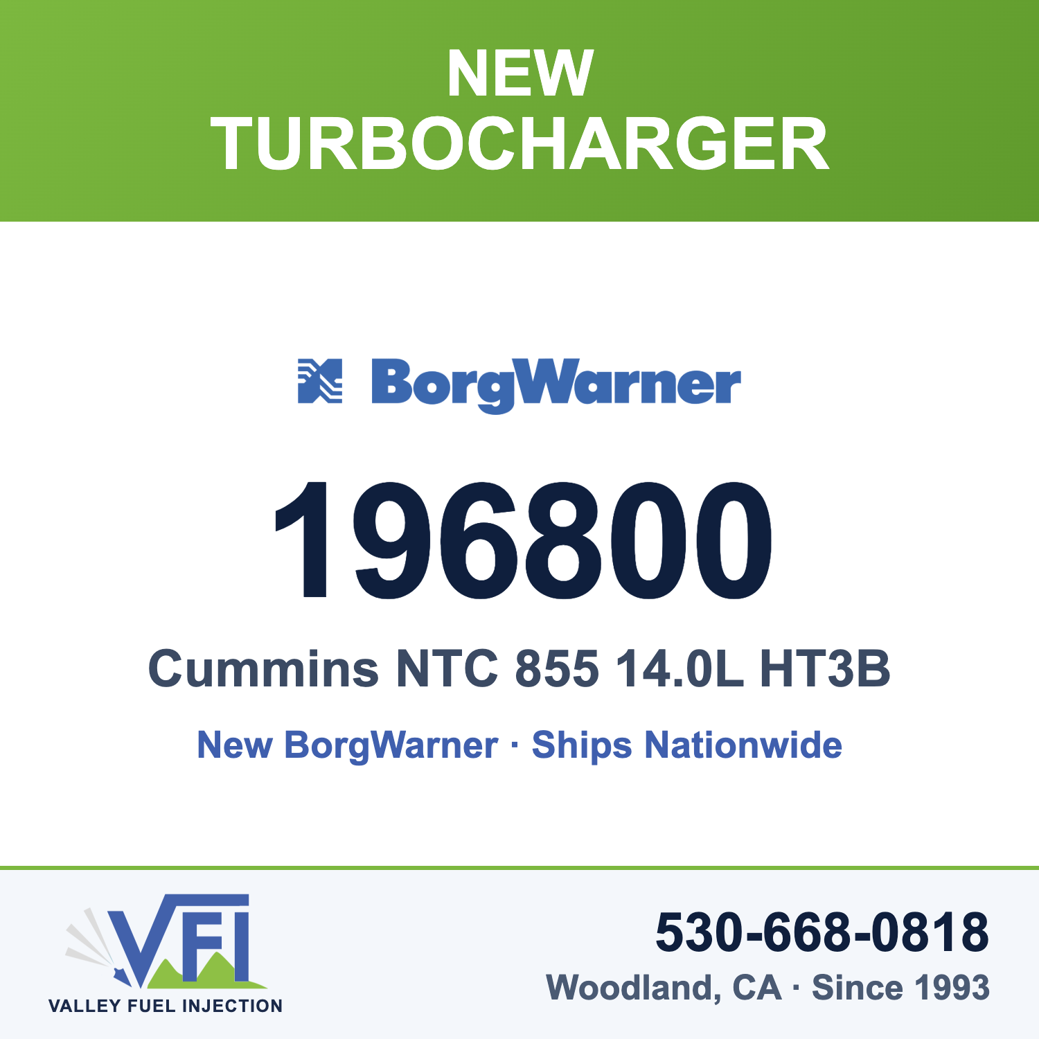 BorgWarner 196800 HT3B Turbocharger for Cummins NTC 14.0L diesel