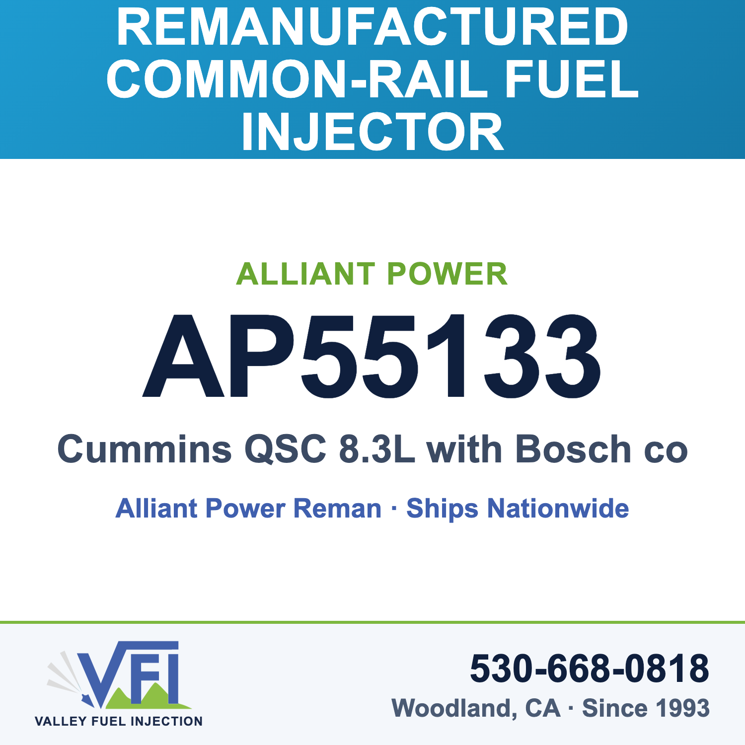 Alliant Power AP55133 Common-Rail Fuel Injector for Cummins QSC 8.3L with Bosch common rail