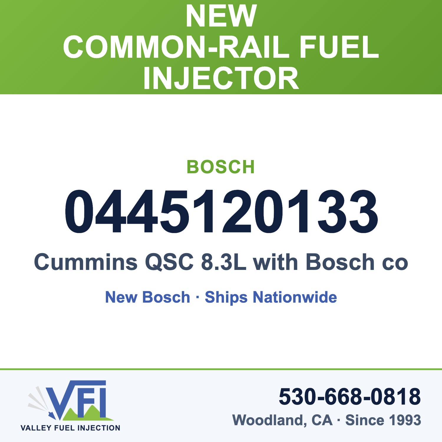 Bosch 0445120133 Common-Rail Fuel Injector for Cummins QSC 8.3L with Bosch common rail