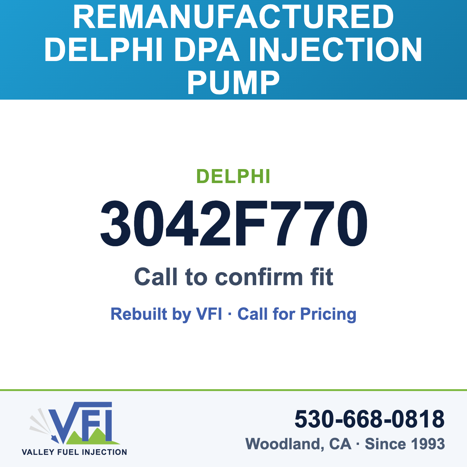 Rebuilt Delphi DPA Injection Pump 3042F770 card