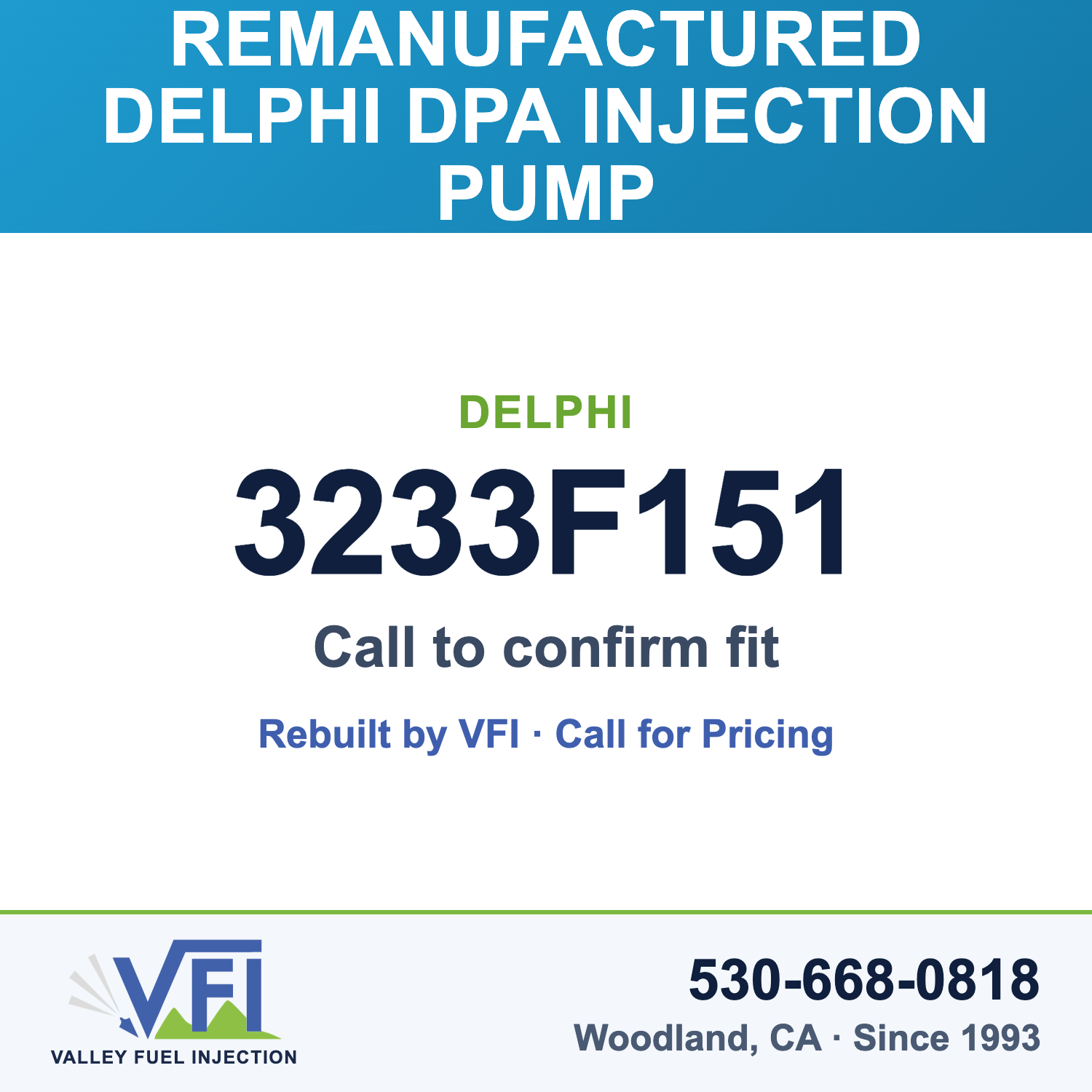 Rebuilt Delphi DPA Injection Pump 3233F151 card