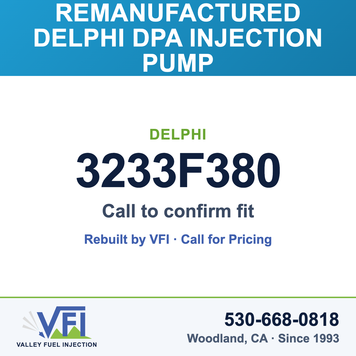 Rebuilt Delphi DPA Injection Pump 3233F380 card