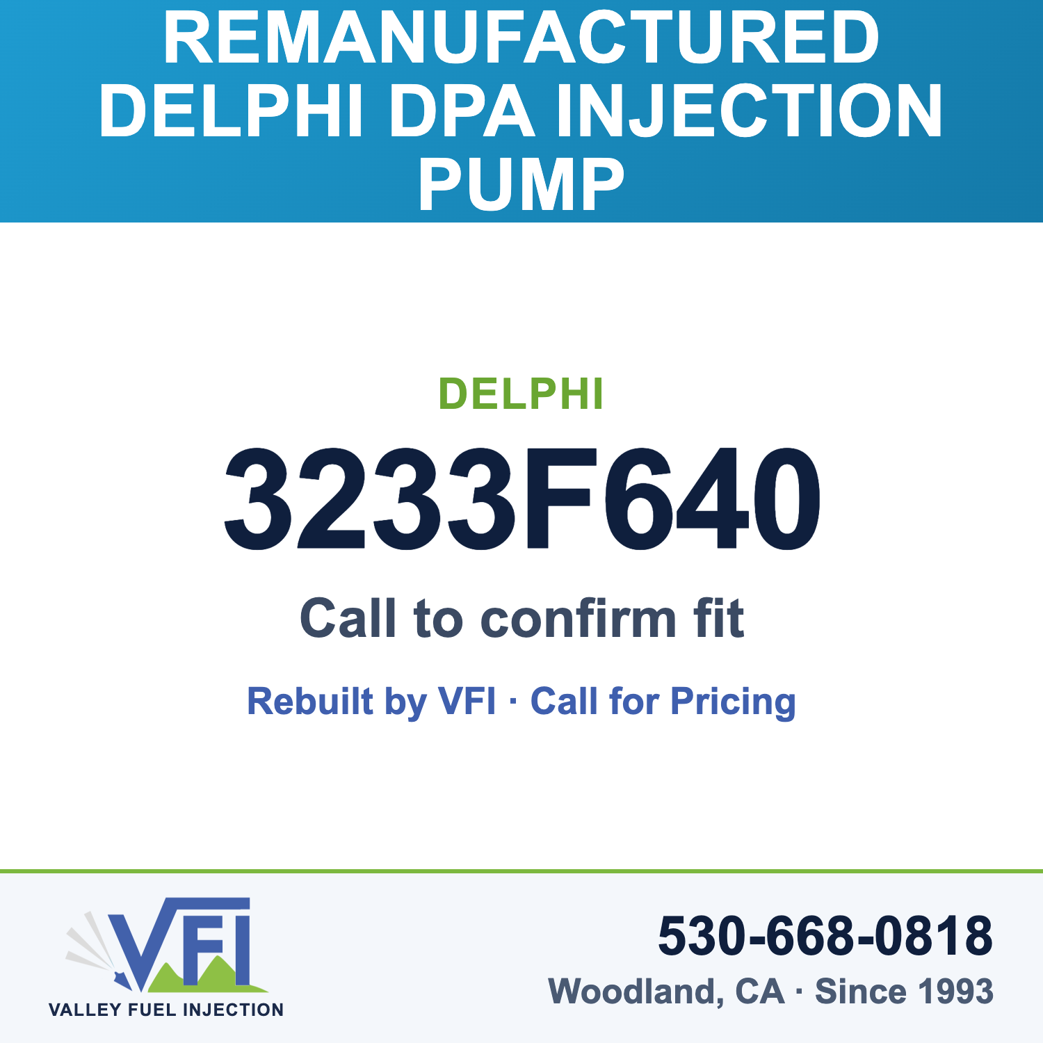 Rebuilt Delphi DPA Injection Pump 3233F640 card