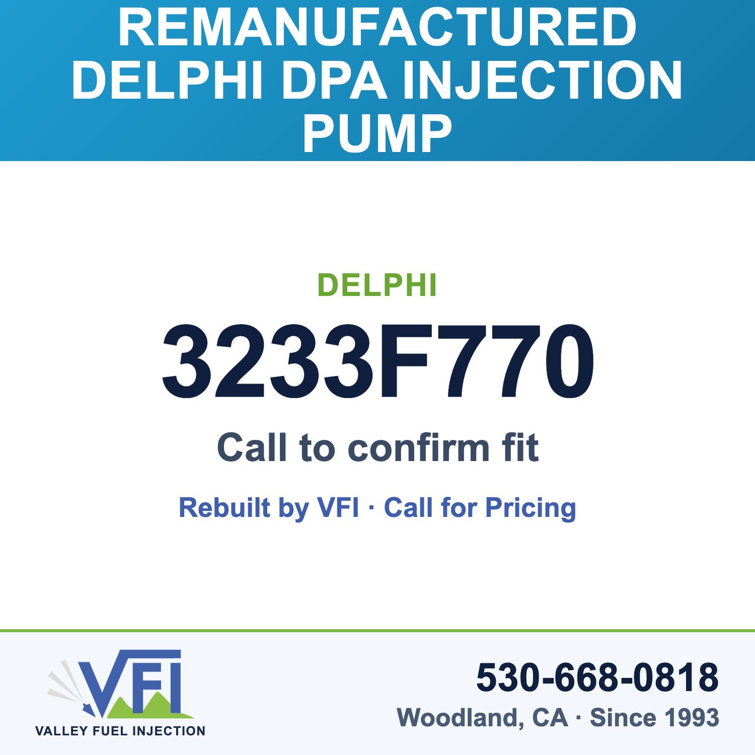 Rebuilt Delphi DPA Injection Pump 3233F770 card