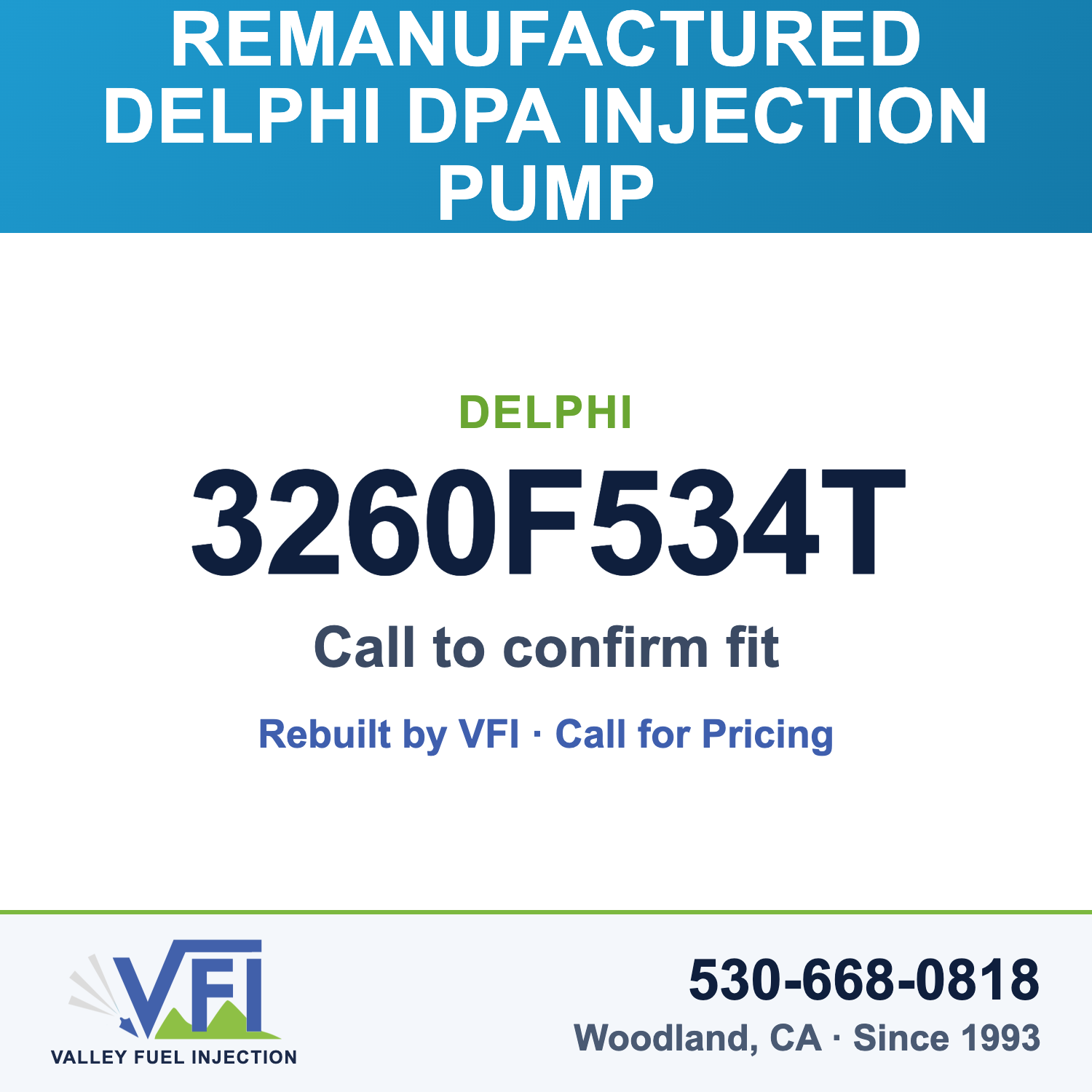 Rebuilt Delphi DPA Injection Pump 3260F534T card