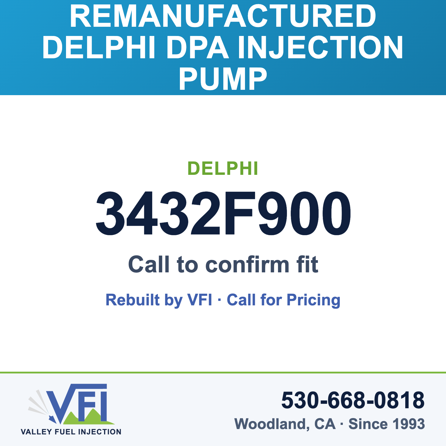 Rebuilt Delphi DPA Injection Pump 3432F900 card