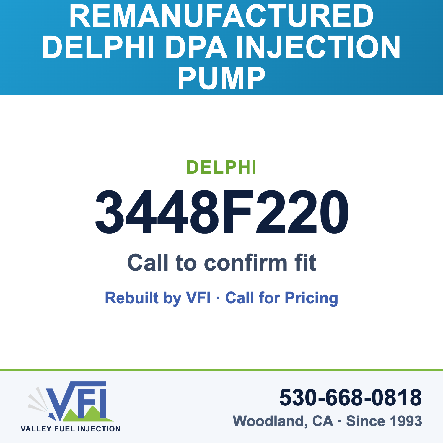 Rebuilt Delphi DPA Injection Pump 3448F220 card