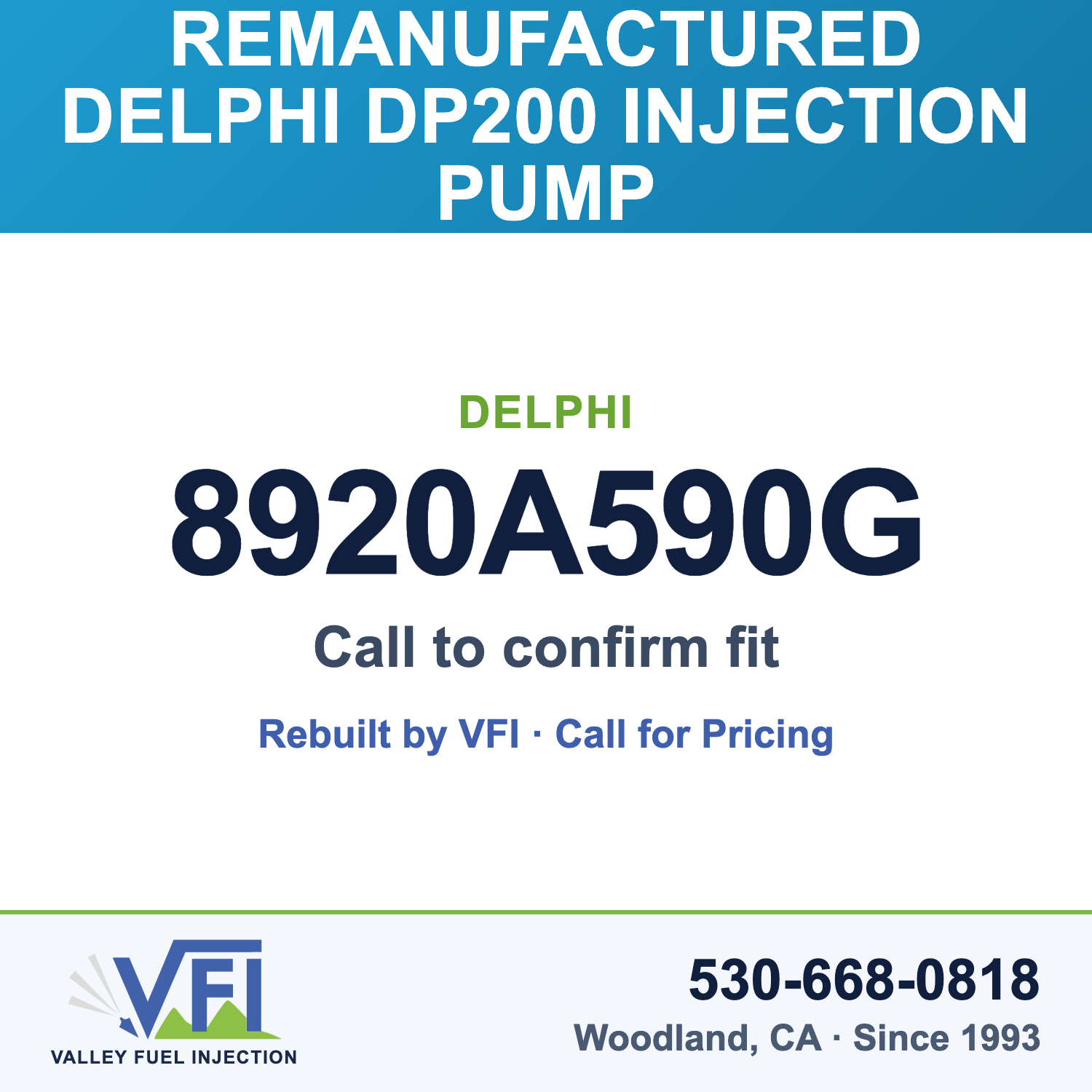 Rebuilt Delphi DP200 Injection Pump 8920A590G card
