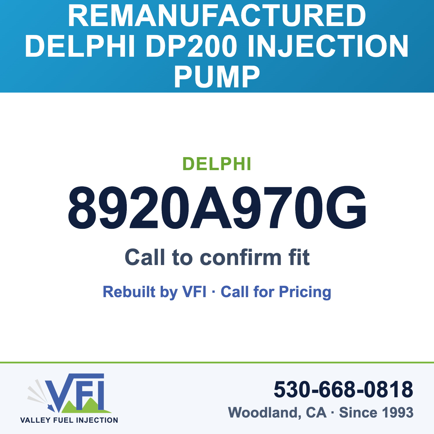 Rebuilt Delphi DP200 Injection Pump 8920A970G card