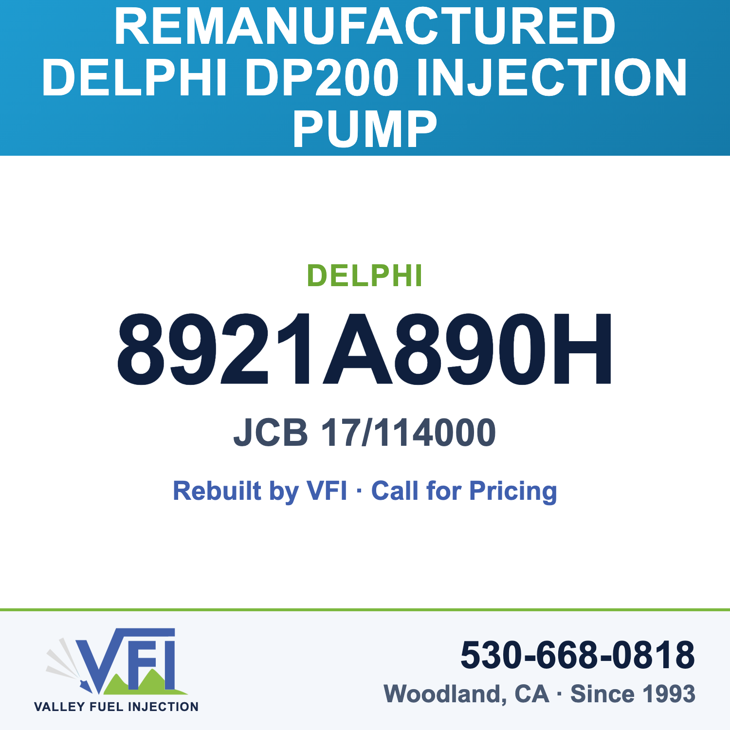 Rebuilt Delphi DP200 Injection Pump 8921A890H card