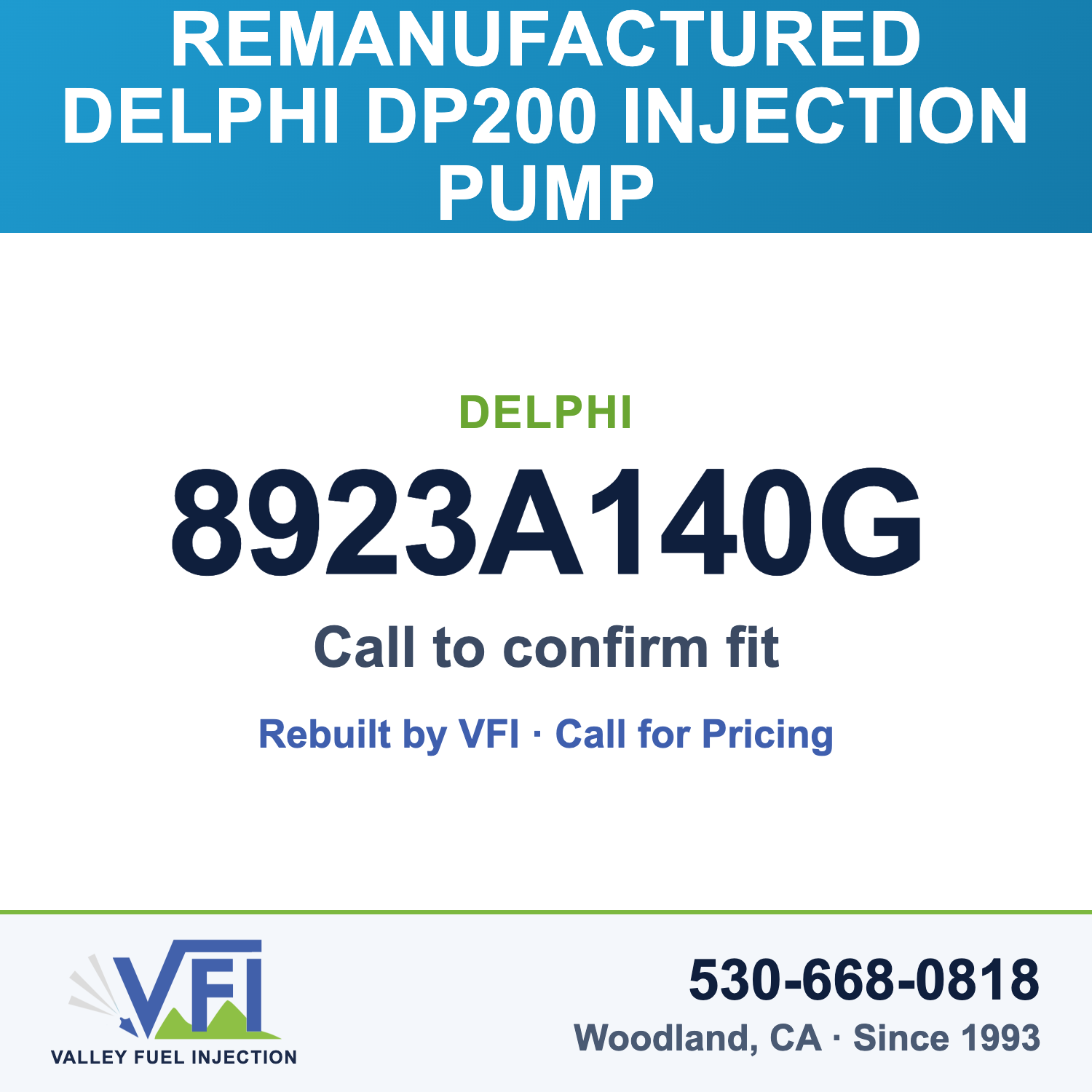 Rebuilt Delphi DP200 Injection Pump 8923A140G card