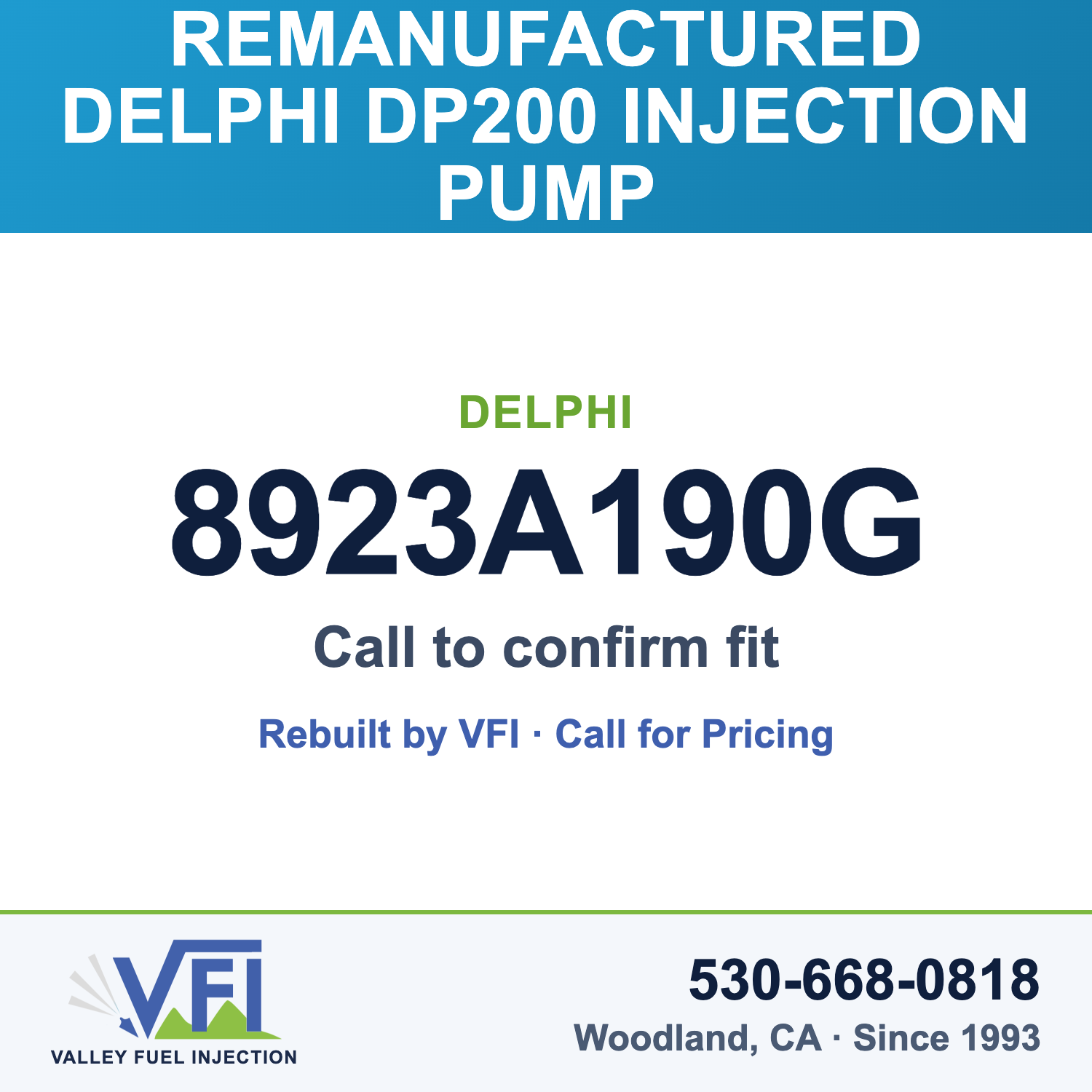 Rebuilt Delphi DP200 Injection Pump 8923A190G card