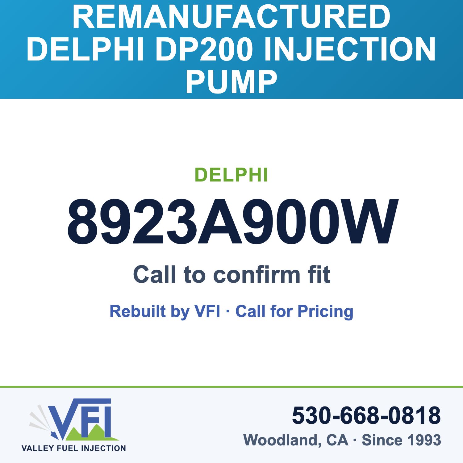 Rebuilt Delphi DP200 Injection Pump 8923A900W card