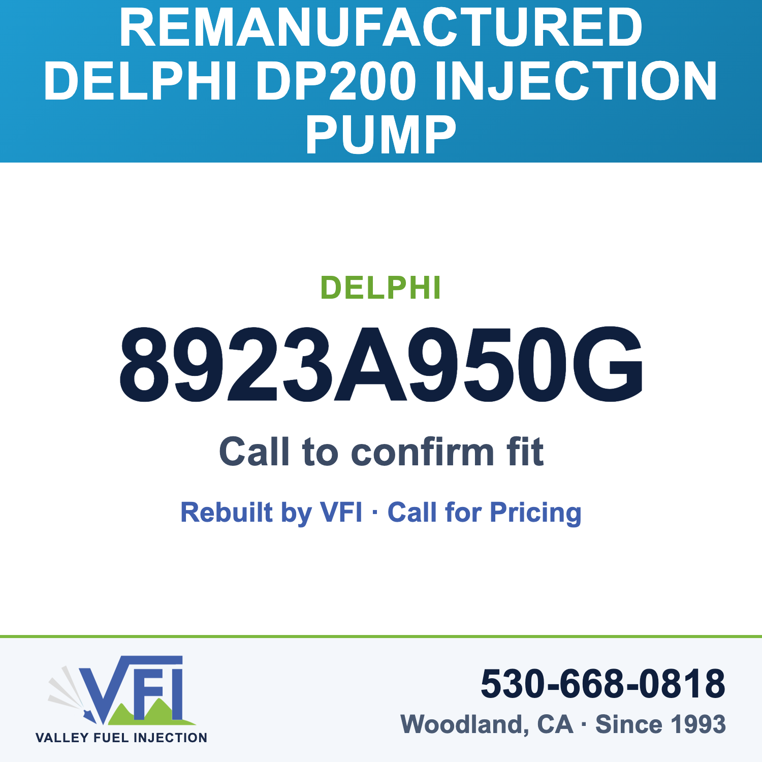 Rebuilt Delphi DP200 Injection Pump 8923A950G card