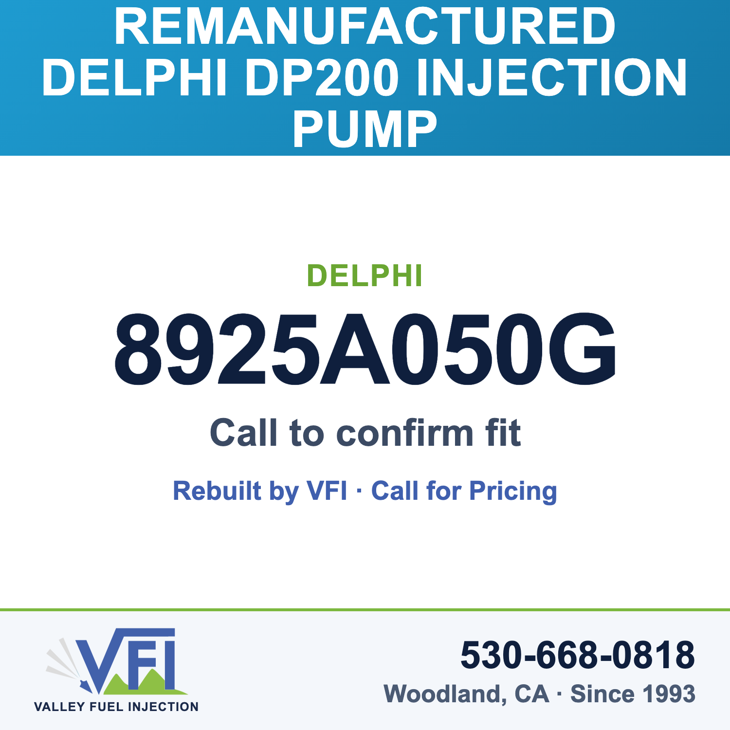 Rebuilt Delphi DP200 Injection Pump 8925A050G card