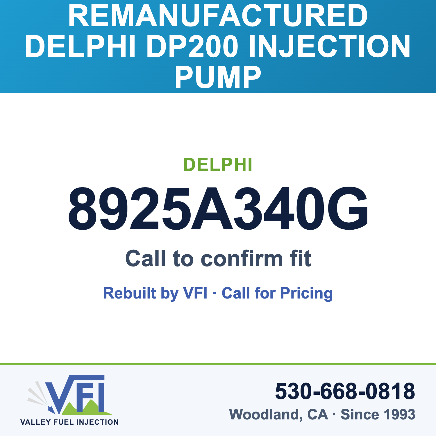Rebuilt Delphi DP200 Injection Pump 8925A340G card
