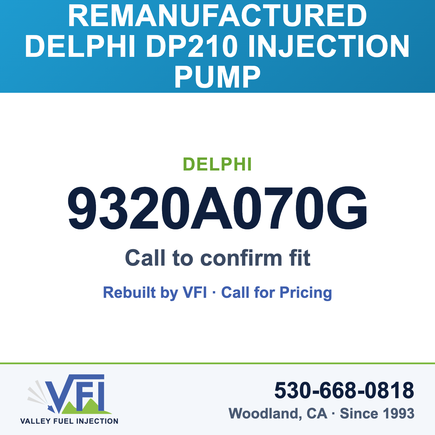 Rebuilt Delphi DP210 Injection Pump 9320A070G card