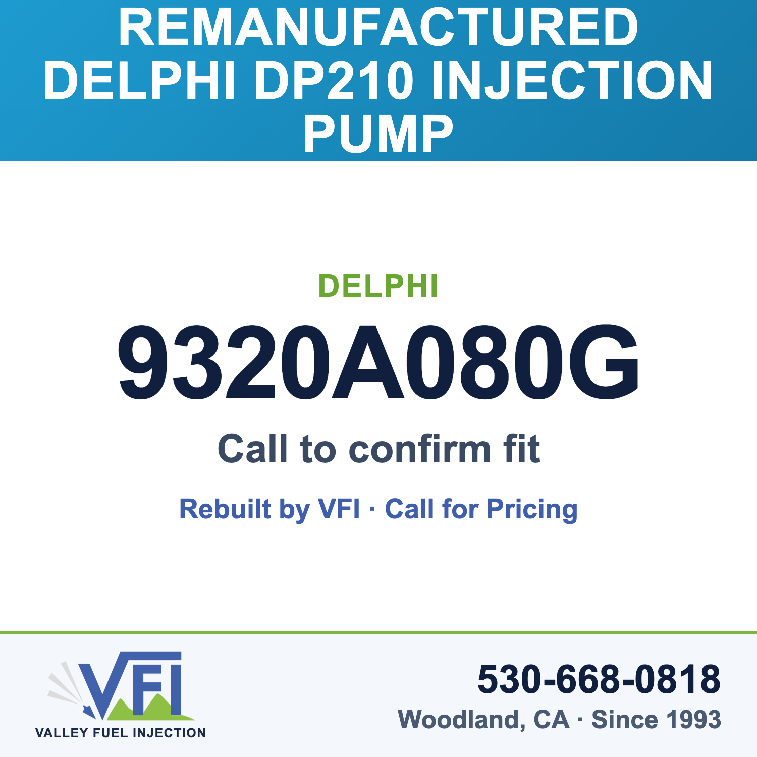 Rebuilt Delphi DP210 Injection Pump 9320A080G card