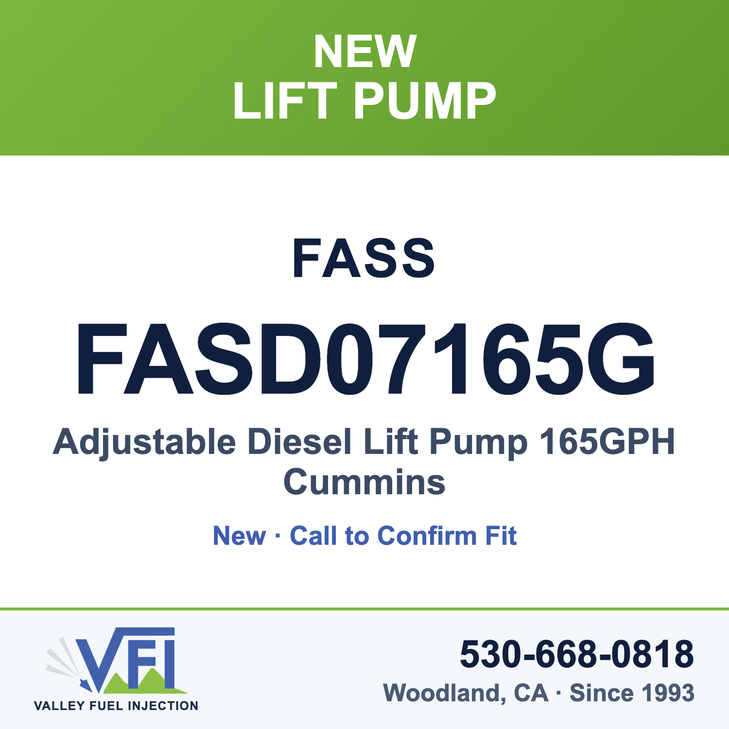 FASS FASD07165G Adjustable Diesel Lift Pump 165GPH Cummins