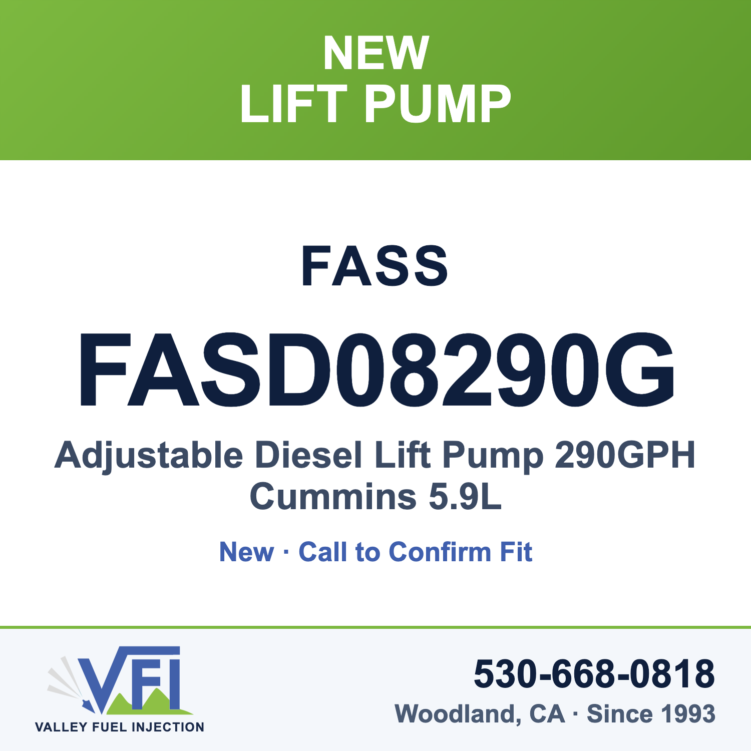 FASS FASD08290G Adjustable Diesel Lift Pump 290GPH Cummins 5.9L