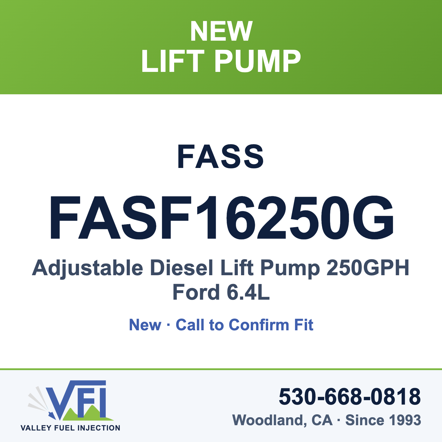 FASS FASF16250G Adjustable Diesel Lift Pump 250GPH Ford 6.4L