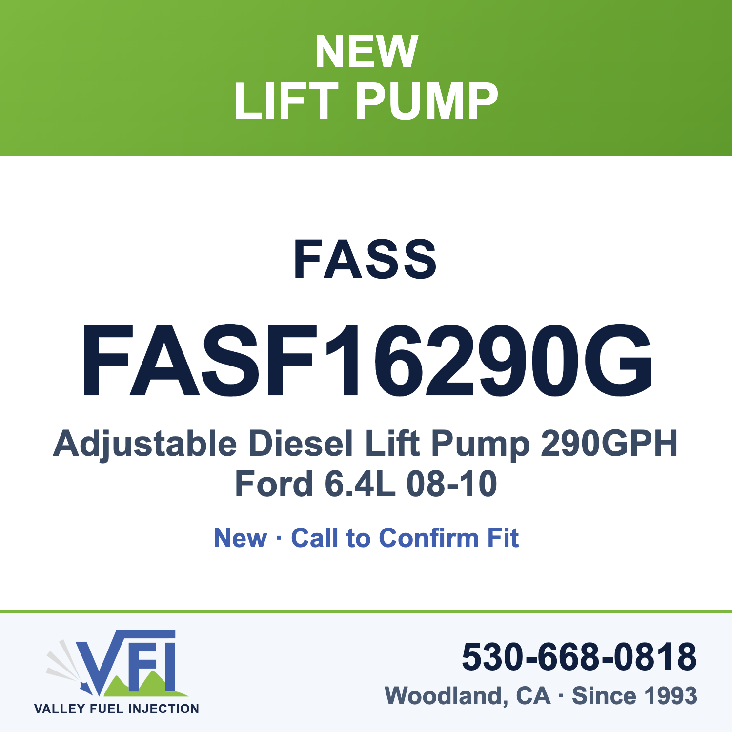 FASS FASF16290G Adjustable Diesel Lift Pump 290GPH Ford 6.4L 08-10