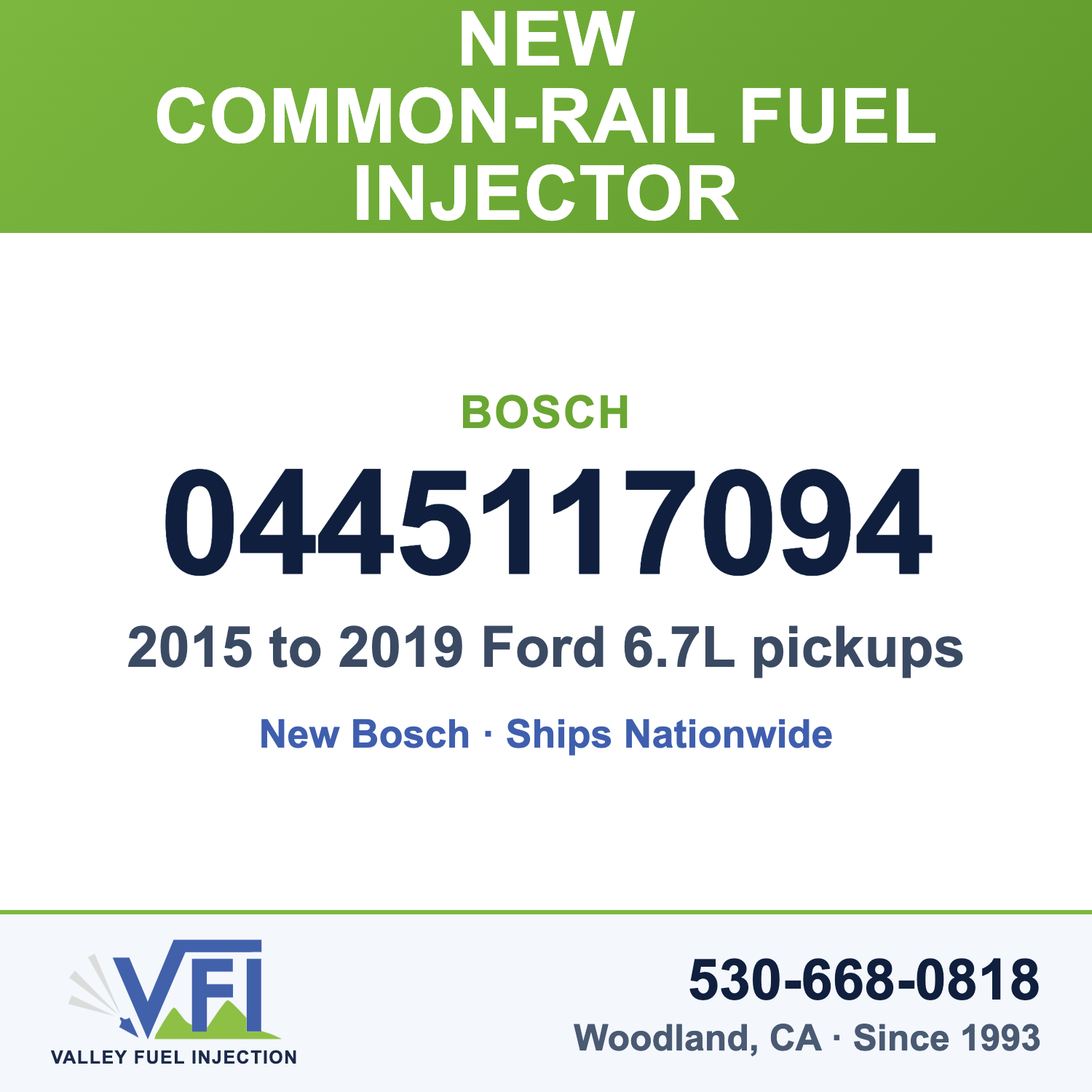 Bosch 0445117094 Common-Rail Fuel Injector for 2015 to 2019 Ford 6.7L pickups
