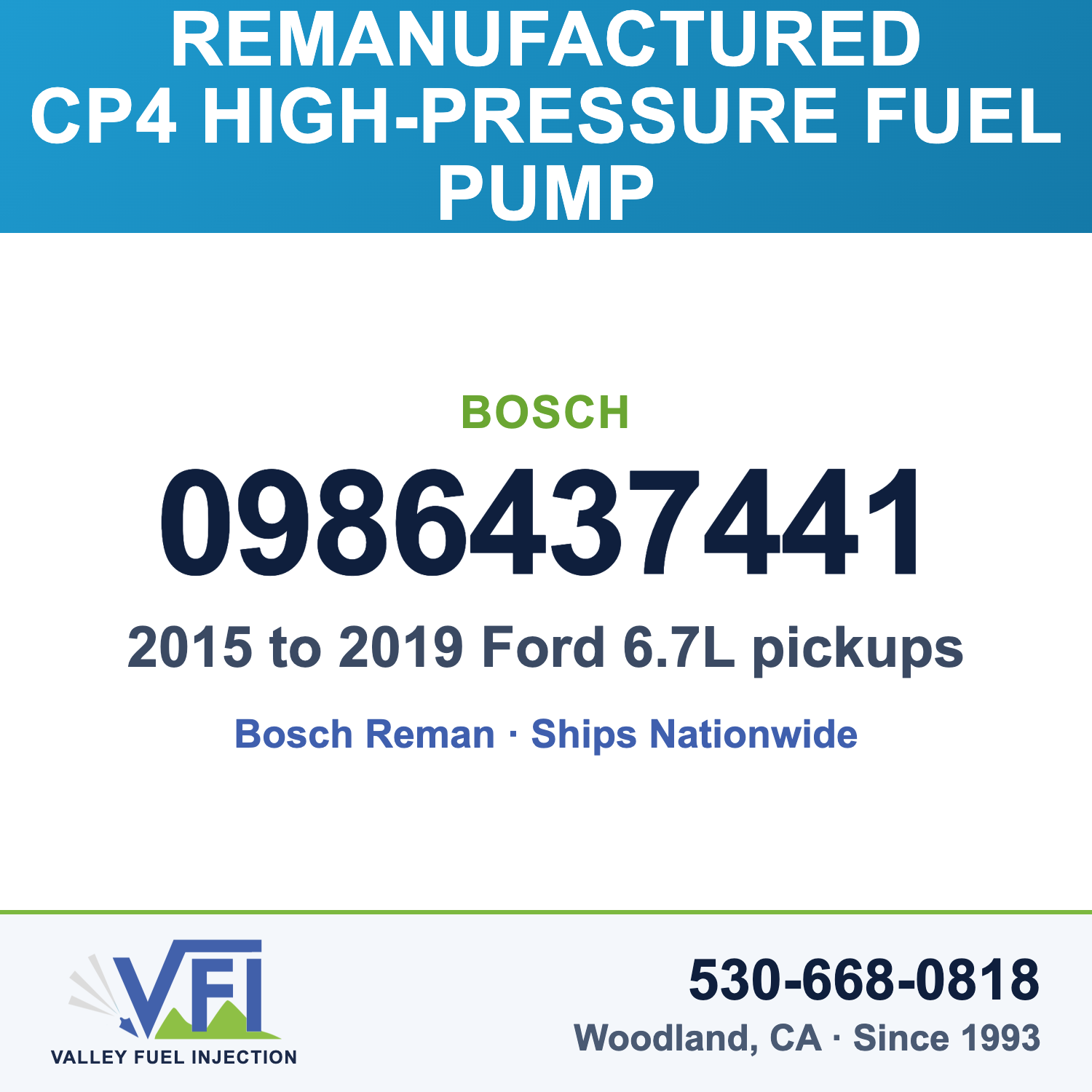 Bosch 0986437441 CP4 High-Pressure Fuel Pump for 2015 to 2019 Ford 6.7L pickups