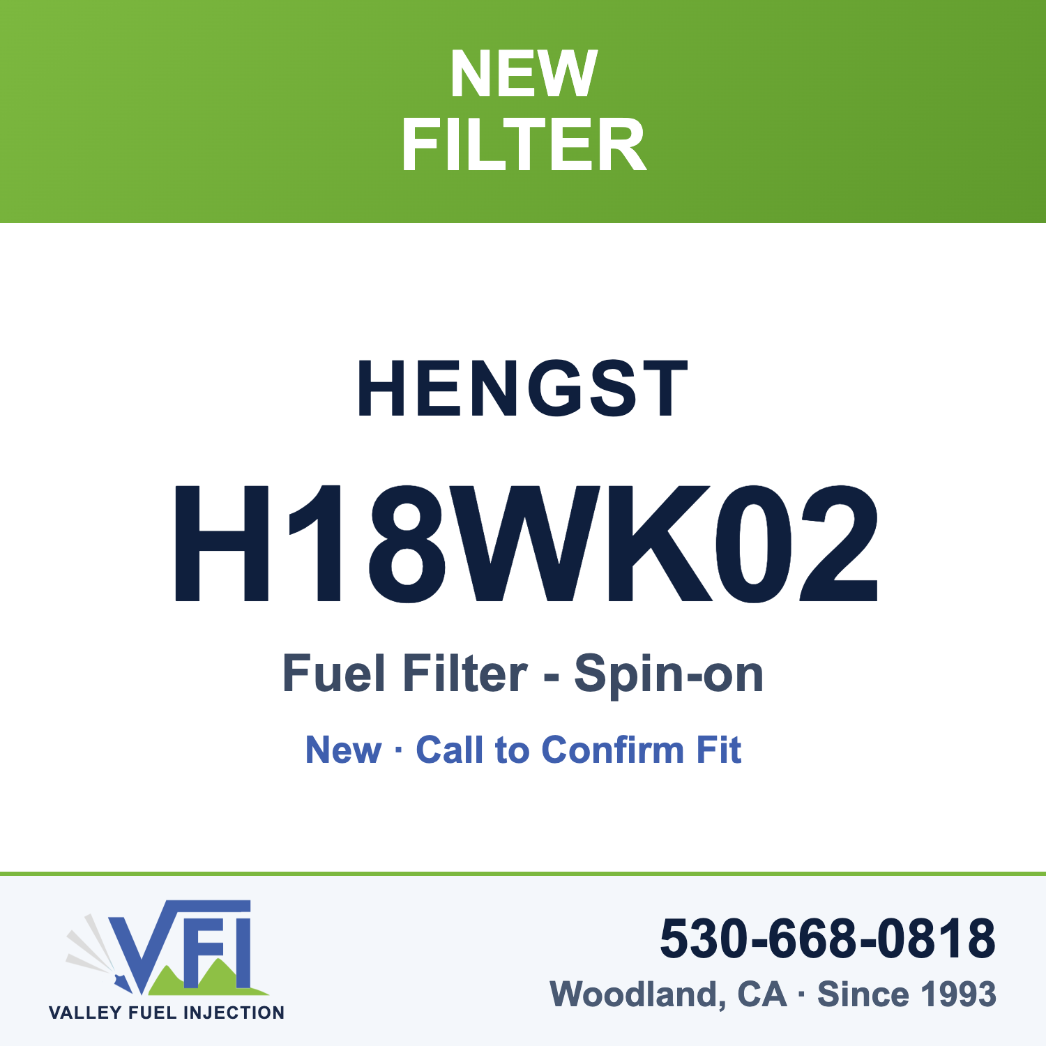 Hengst H18WK02 Fuel Filter - Spin-on
