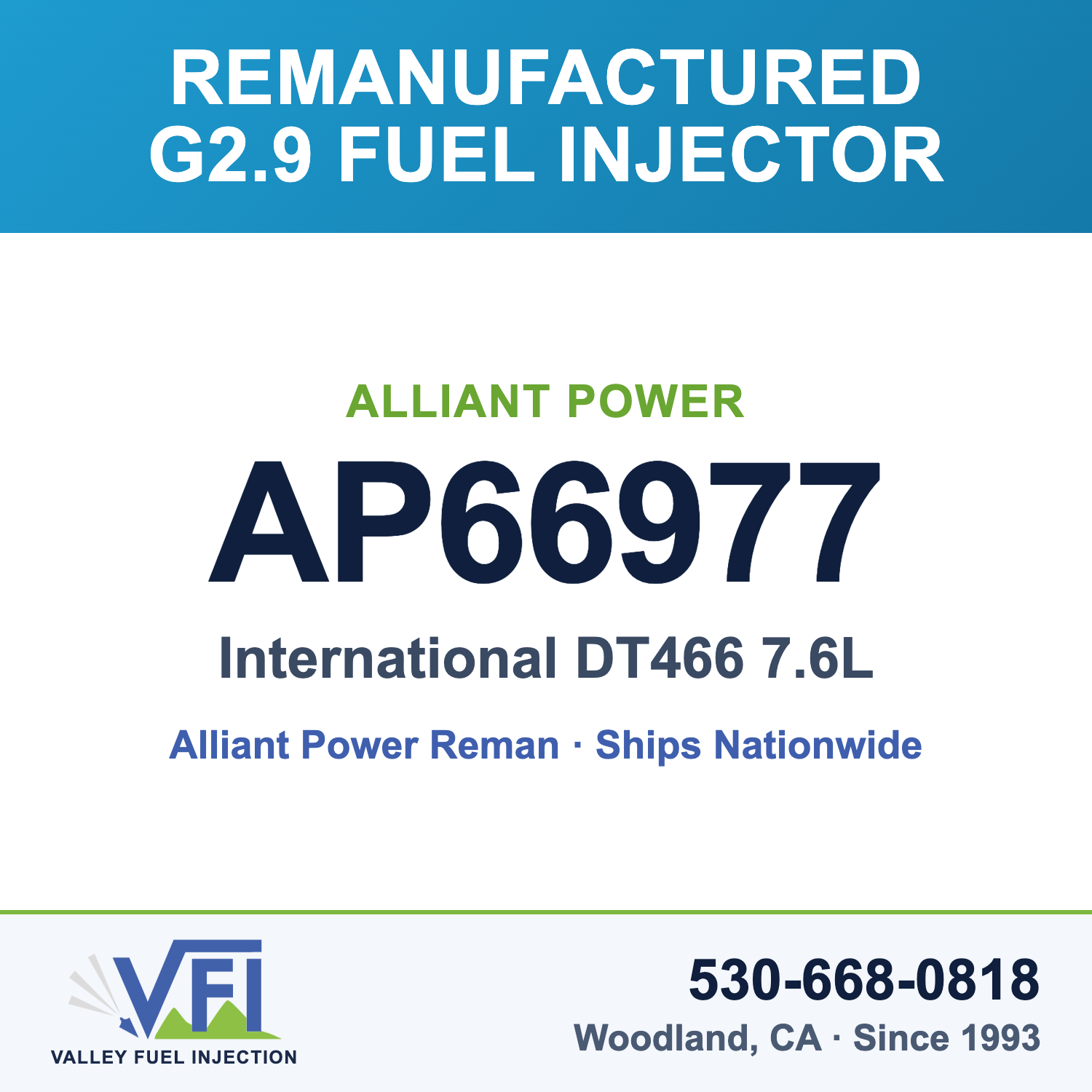Alliant Power AP66977 G2.9 Fuel Injector for International DT466 7.6L