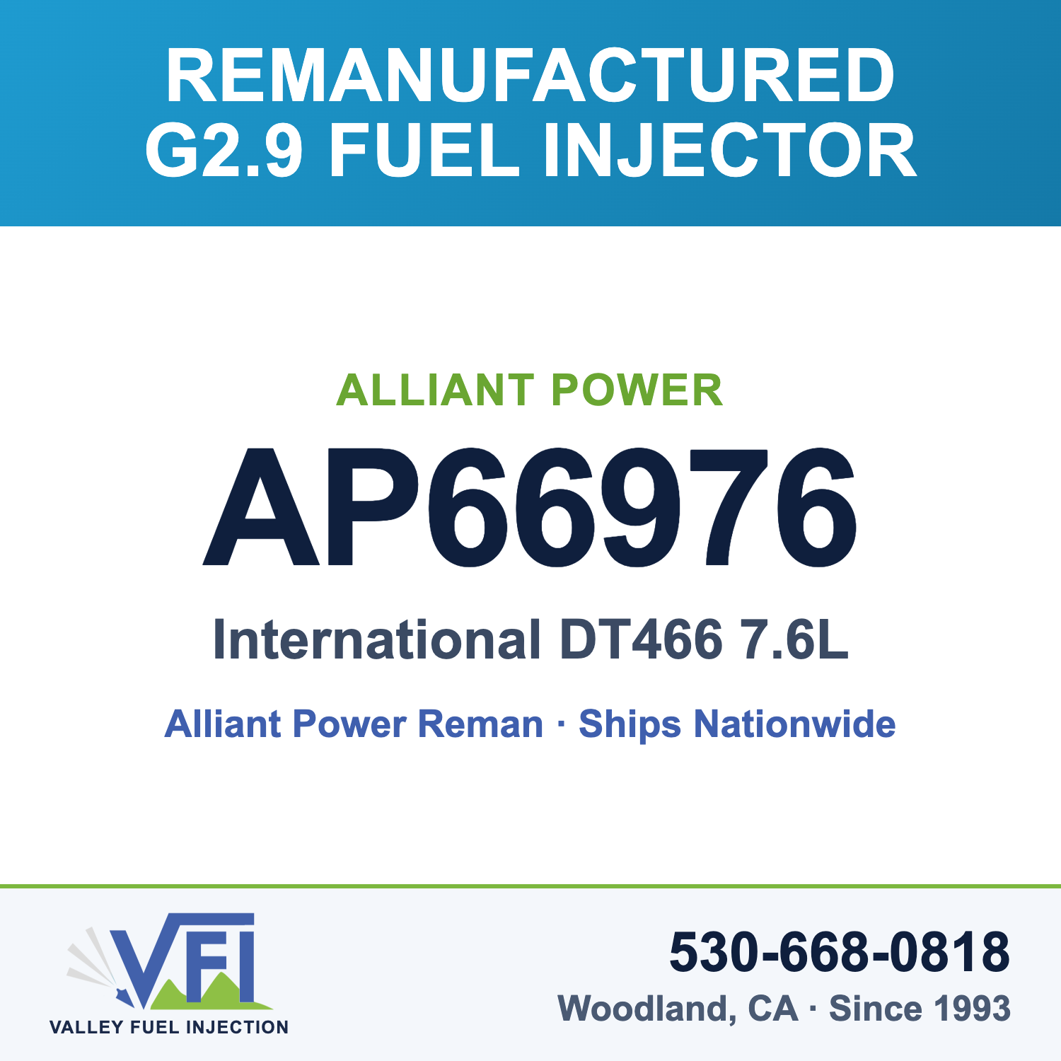 Alliant Power AP66976 G2.9 Fuel Injector for International DT466 7.6L