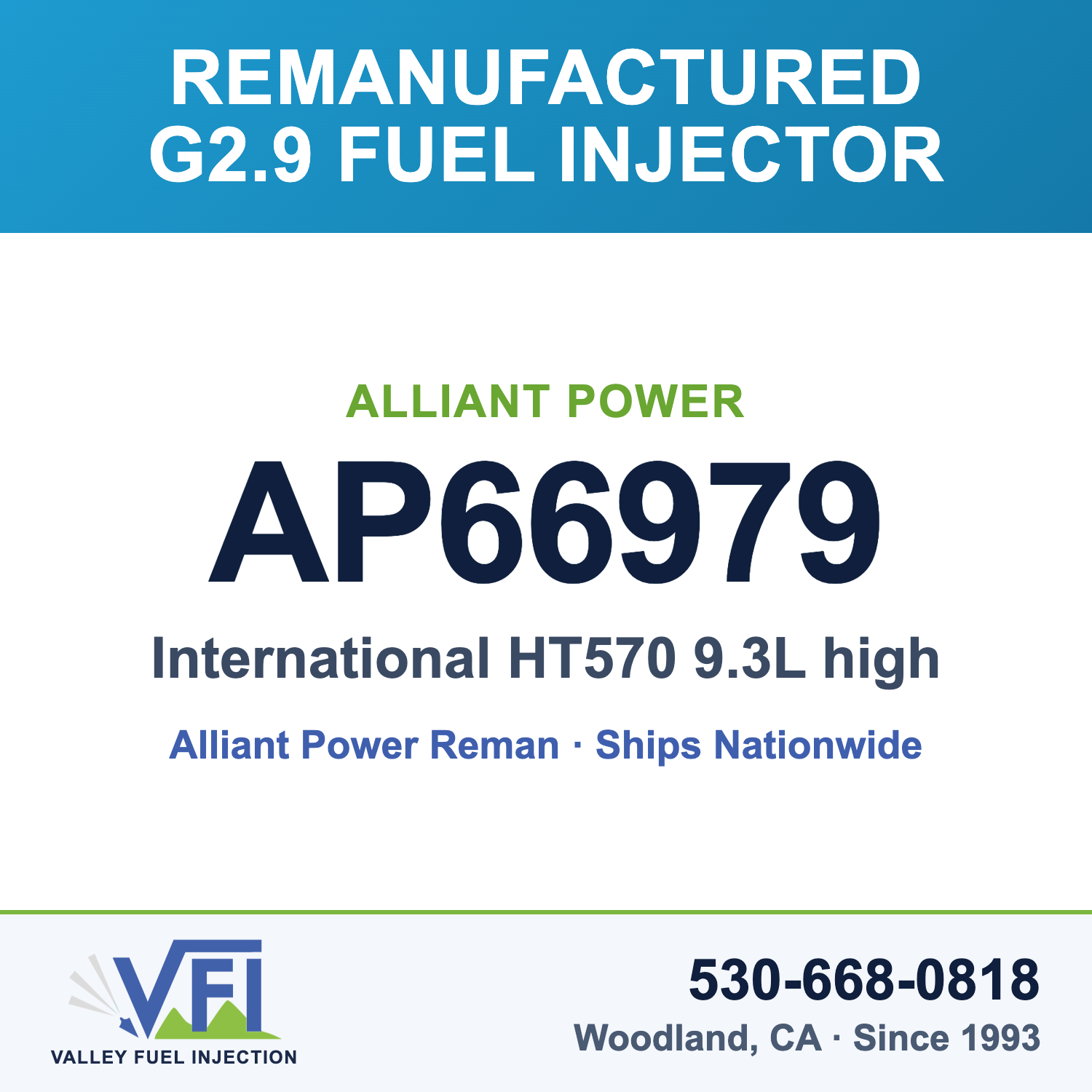 Alliant Power AP66979 G2.9 Fuel Injector for International HT570 9.3L high torque engine