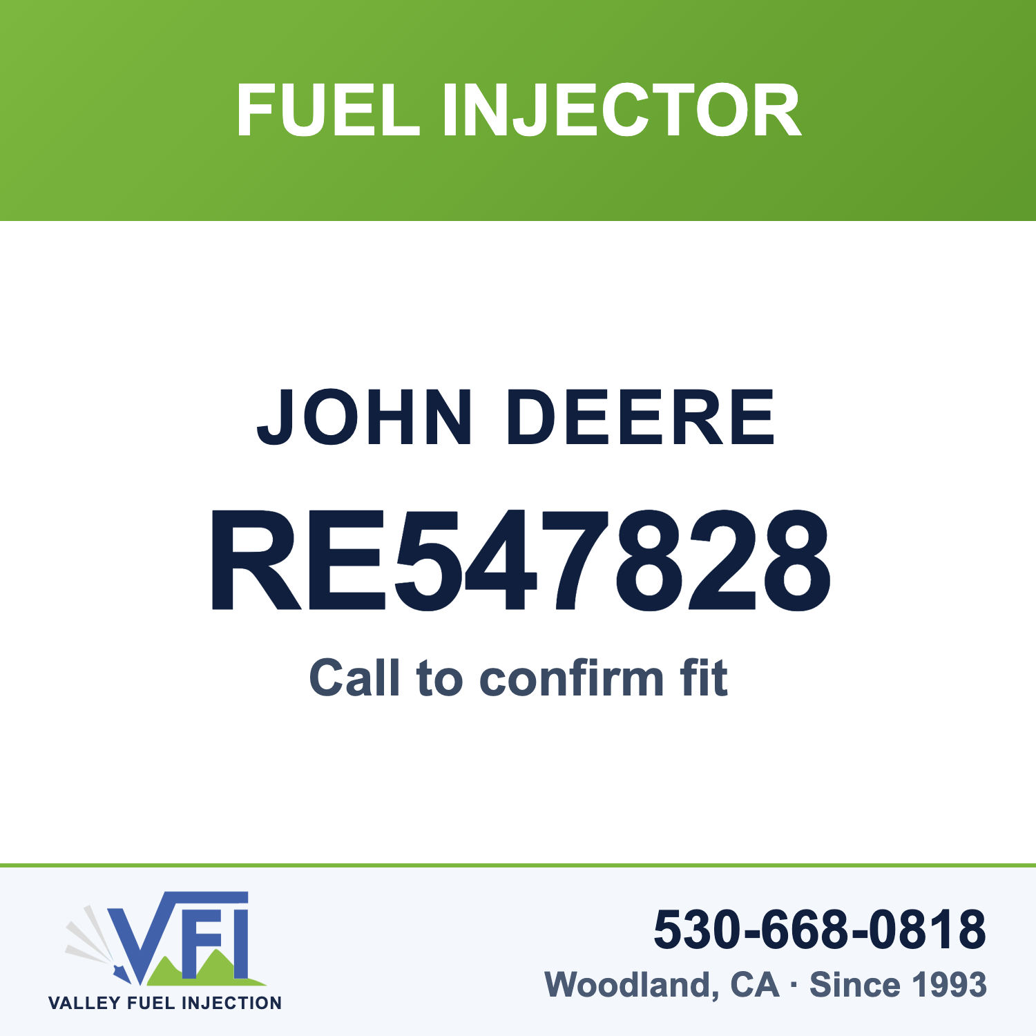 John Deere RE547828 Fuel Injector