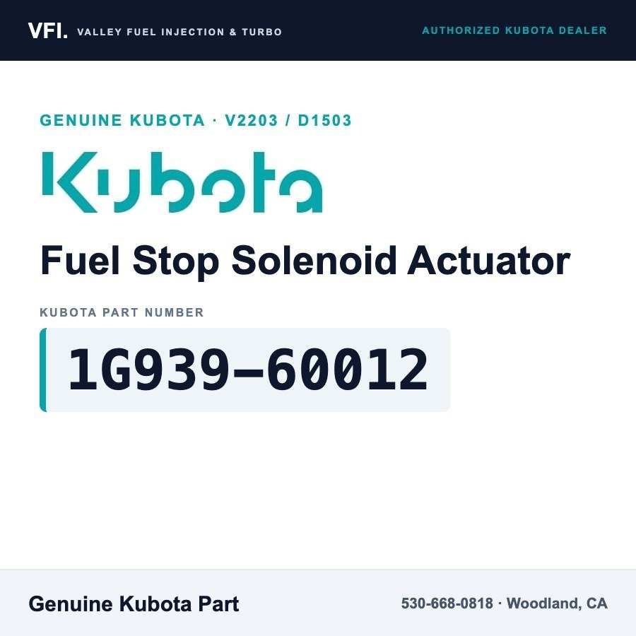 Kubota 1G939-60012 Fuel Stop Solenoid Actuator for Kubota V2203 engines
