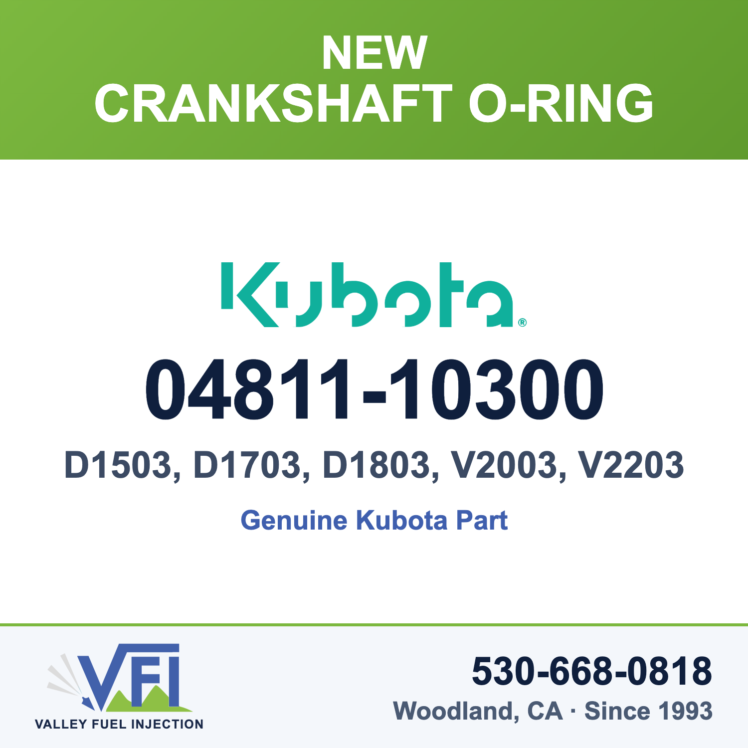 Kubota 04811-10300 Crankshaft O-Ring for Kubota 03 series and WG1903, WG2503